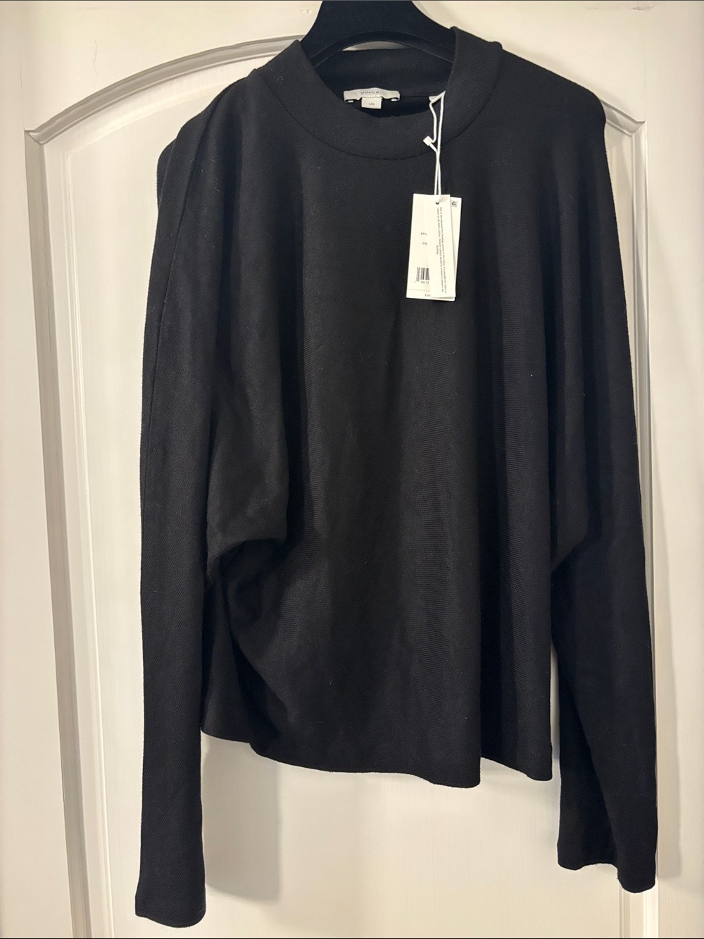 Vince Black Long-Sleeve HIgh Crewneck Sweater